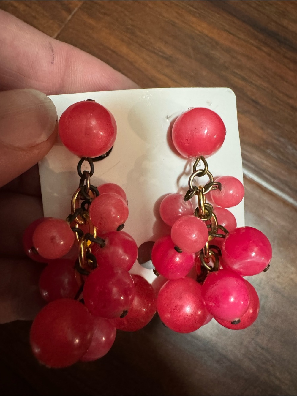 Vintage Pink Cluster Drop Earrings - Vintage - Picture 3 of 5